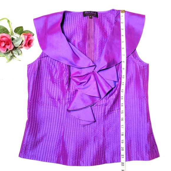 Anita Ford Collection Thai Purple Silk top, M - Picture 7 of 11